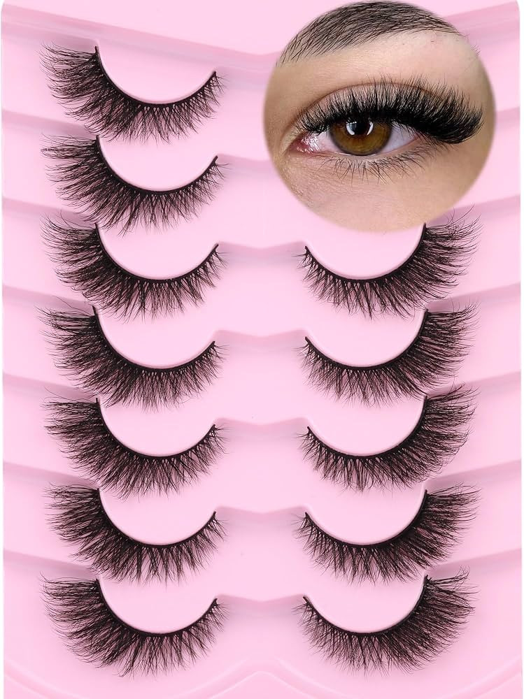 False Lashes Natural Look Faux Mink Lashes Fluffy Fake Eyelashes 16MM Cat Eye Lashes Wispy False ... | Amazon (UK)