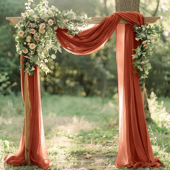 Santaben Terracotta Elegant Arch Draping Fabric 1 Panel 29" × 20Ft Sheer Chiffon Curtain Drape f... | Amazon (US)