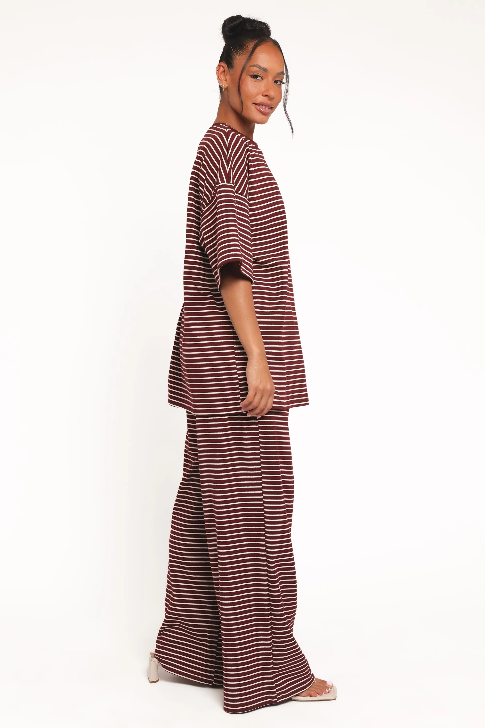 Wilda Knit Pant - Burgundy Cream Stripe | Petal & Pup (US)