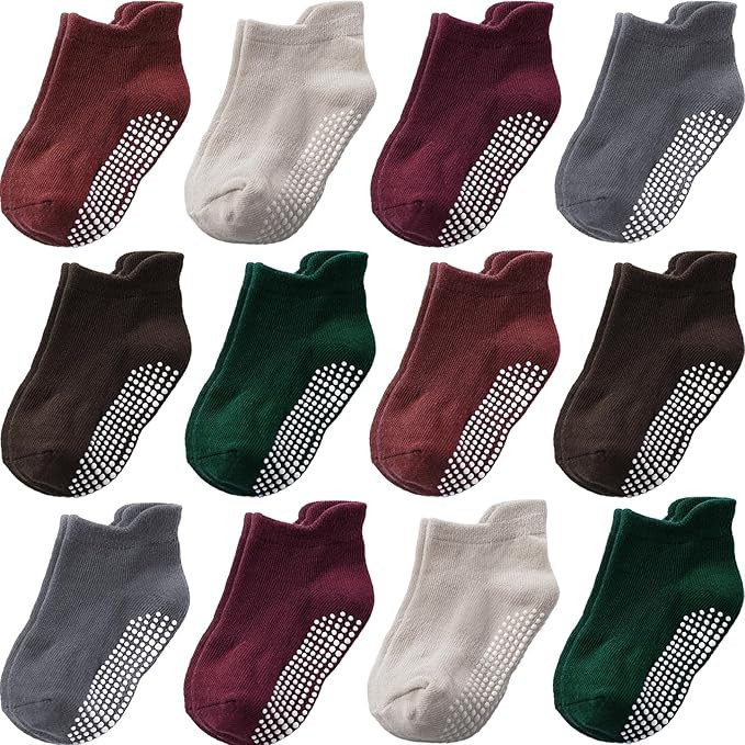 Baby Toddler Socks Grip Non Slip Boys Girls Cotton 12 Pack for Kids Ankle Cute Socks 6M-7Years | Amazon (US)