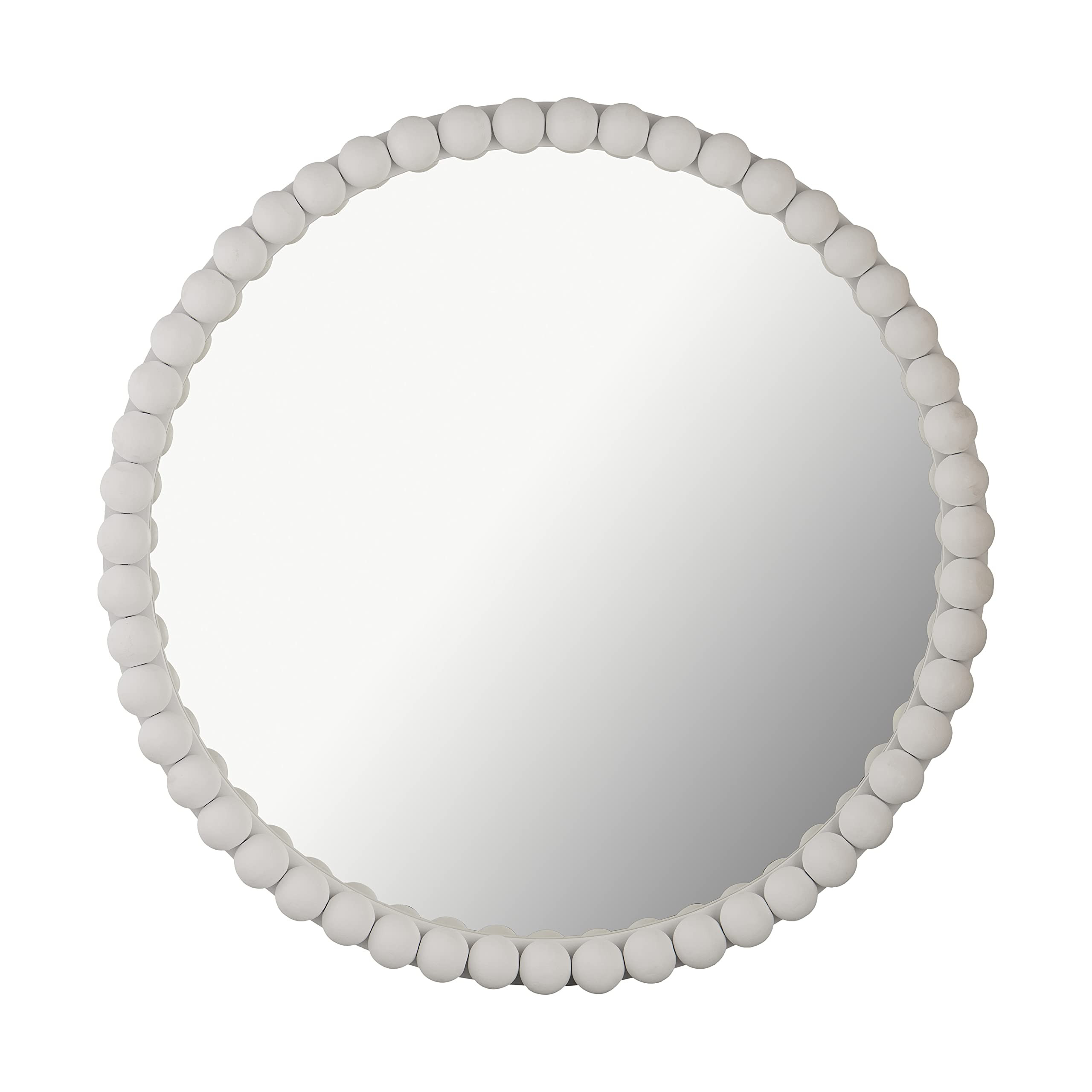 Tov Furniture Baria 30 inch Round Wall Mounted Wooden Mirror (White) | Amazon (US)