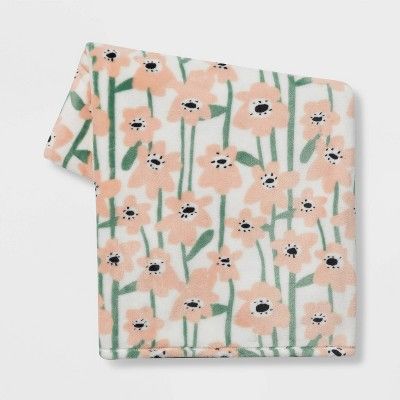Floral Printed Plush Throw Blanket Coral - Room Essentials™ | Target