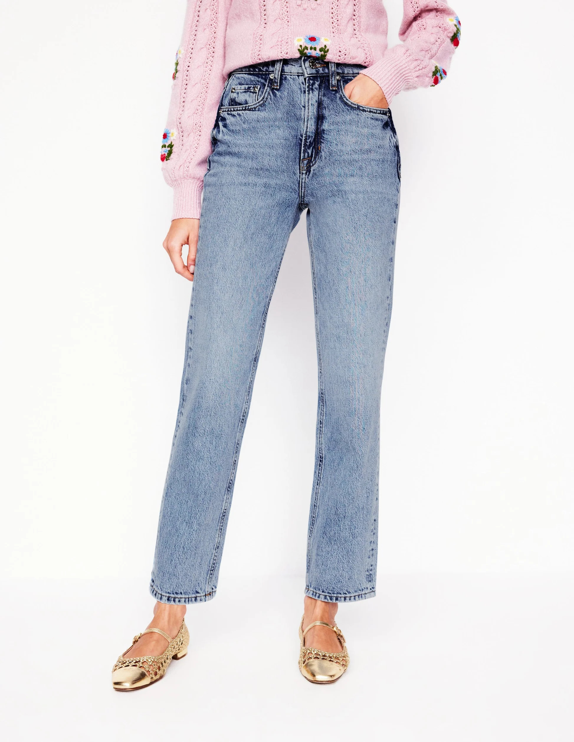 High Rise Rigid Straight Jeans-Light Vintage | Boden UK