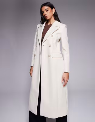 Forever New longline smart coat in cream | ASOS (Global)