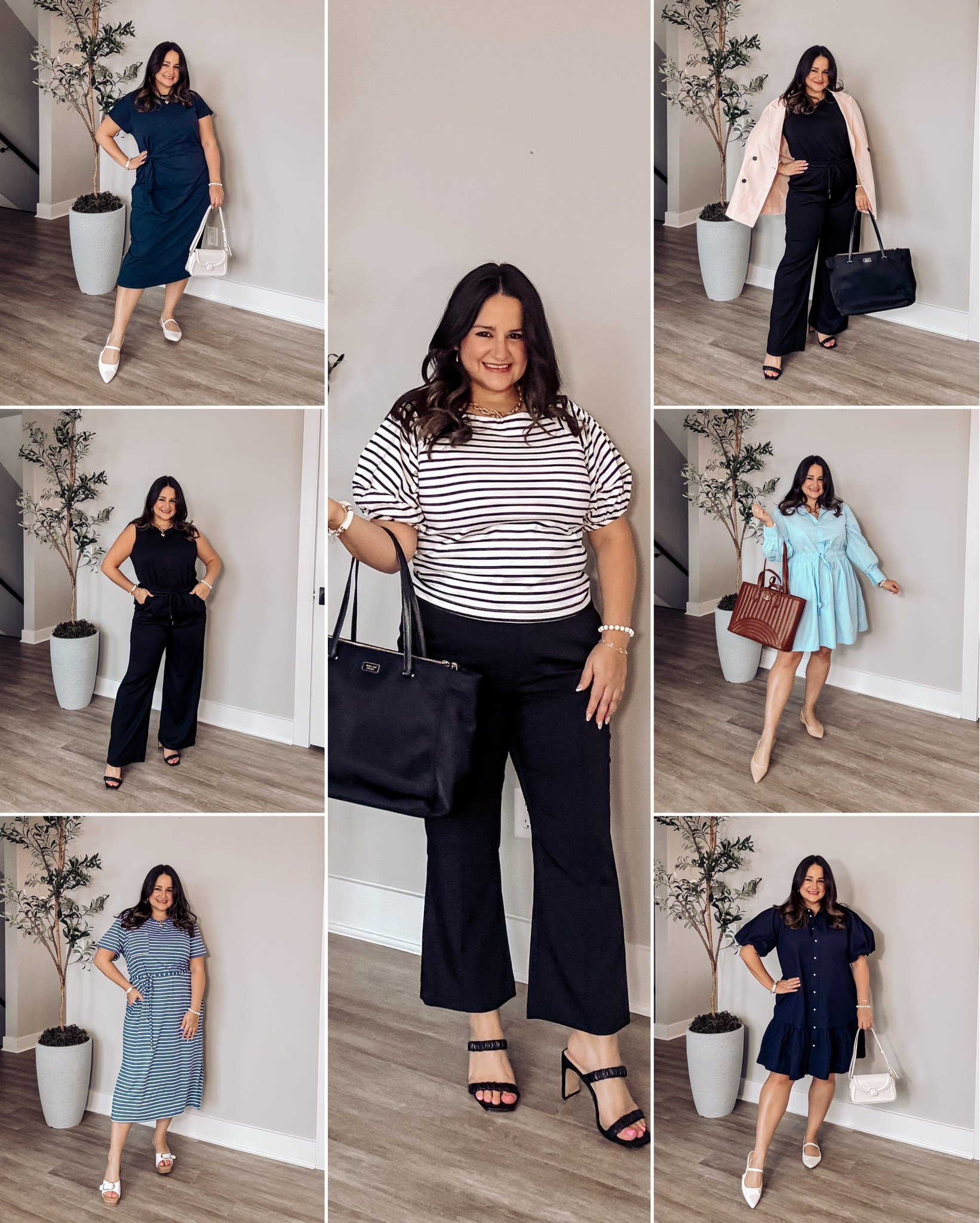 Workwear you’ll be excited about wearing to the office! Loving all these work dresses and cropped trousers.

I’m wearing a size large in all dresses, blazers, and tops. I recommend sizing up in the black trousers!

Also linked both workbag options and the pointed toe flats that are a great work shoe!

Office wear, office outfit, work outfit, business casual, long sleeve dress, dress with sleeves, pink blazer, black pants, work tops, plus size, midsize, petite, mom outfitt

#LTKMidsize #LTKPlusSize #LTKWorkwear