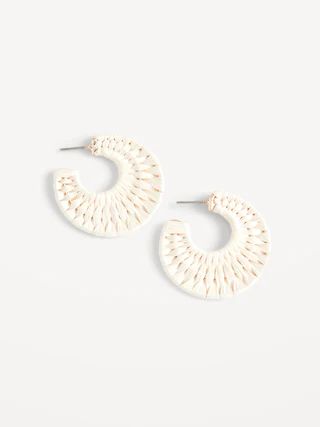 Raffia-Wrapped Open Hoop Earrings for Women | Old Navy (US)