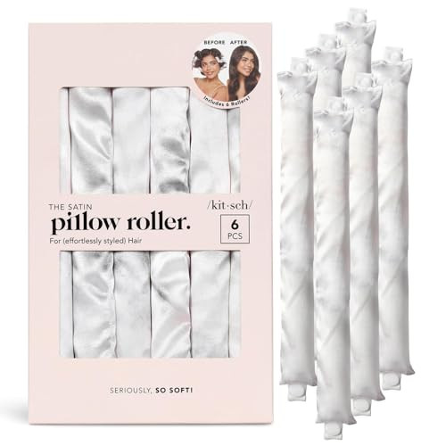 Kitsch Satin Pillow Rollers -Heatless Hair Curler, Hair Rollers, Heatless Curls Overnight, Flexible Curling Rods for Long &Short Hairs, Flexi Rod Curlers to Sleep in, Overnight Blowout Rods-6pc Marble | Amazon (US)