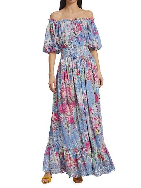 Floral & Eyelet Off-The-Shoulder Maxi Dress | Saks Fifth Avenue