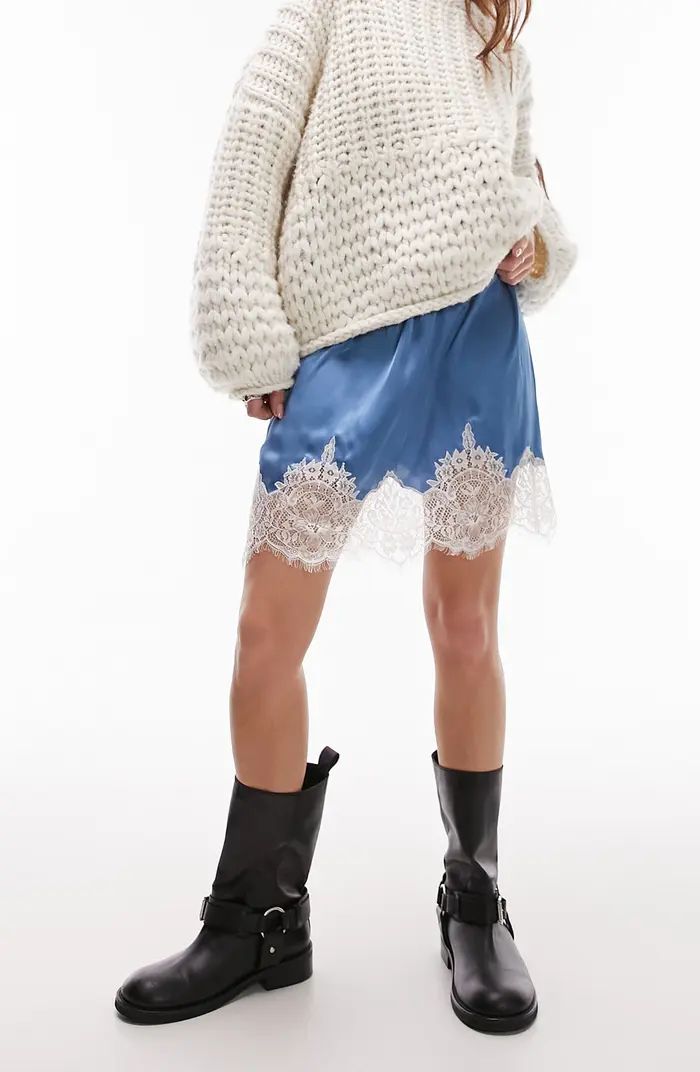 Topshop Lace Hem Satin Skirt | Nordstrom | Nordstrom