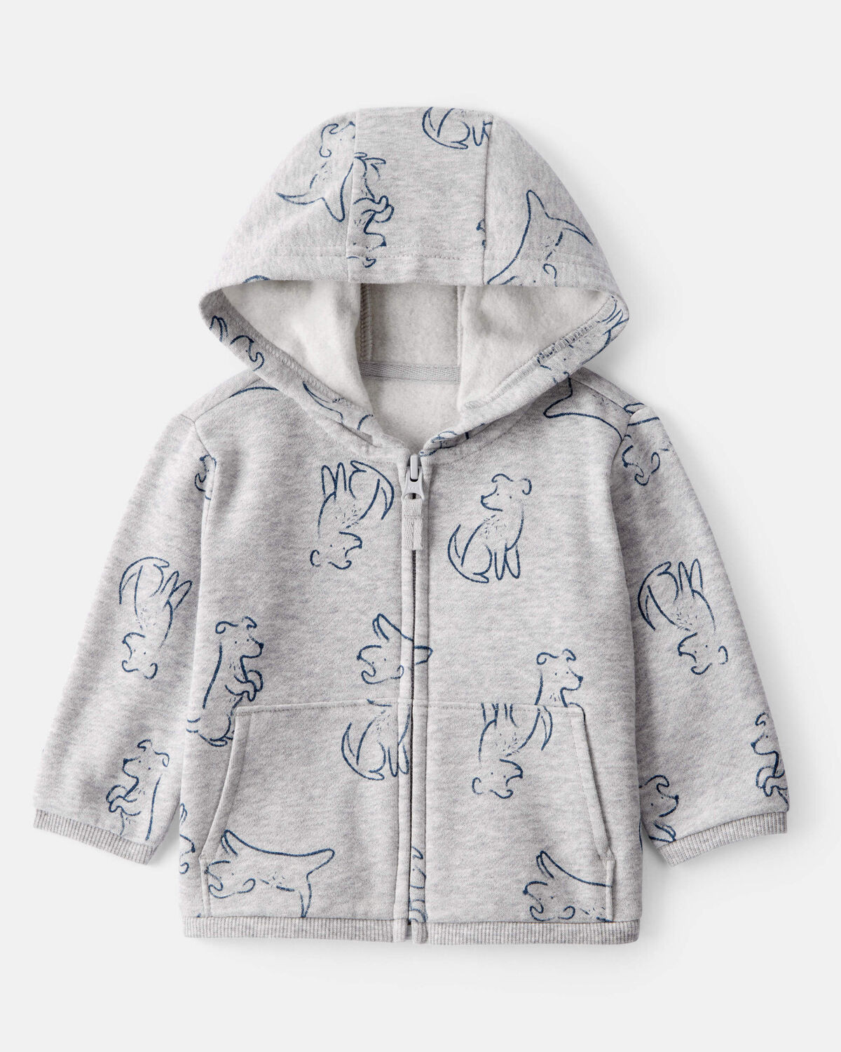 Baby Boy DayDream Fleece Dog Print Long-Sleeve Hoodie - Grey | Carter's Inc