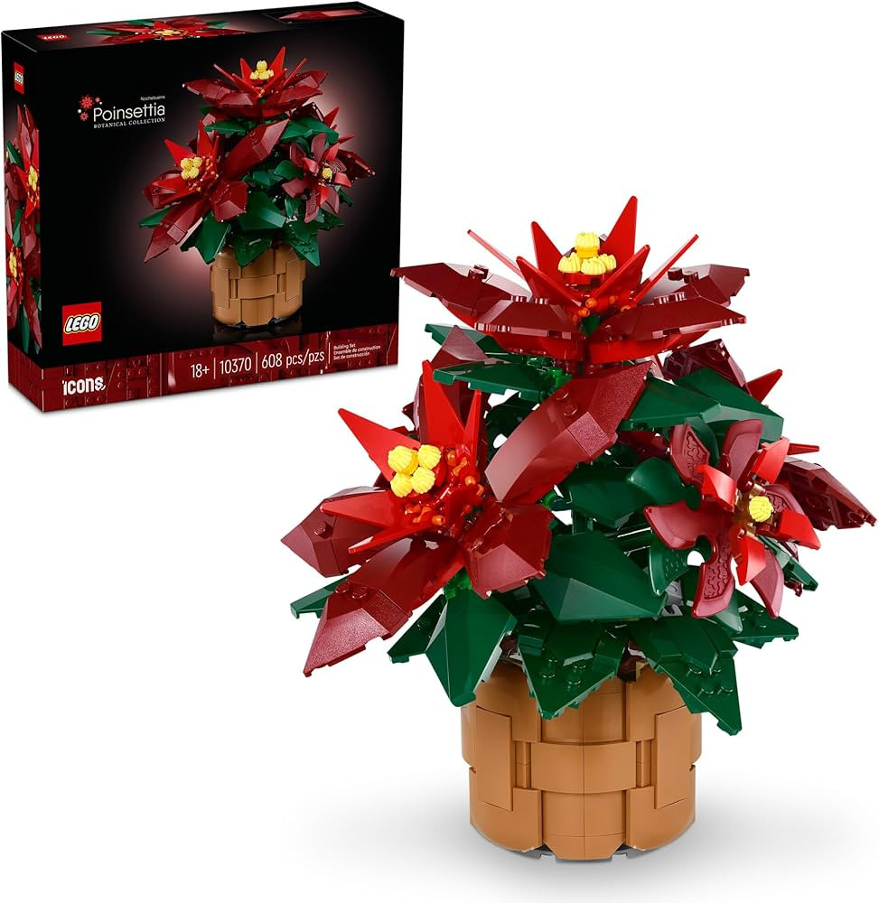 LEGO Icons Poinsettia Building Set - Artificial Flowers Christmas Decoration & Centerpieces for T... | Amazon (US)