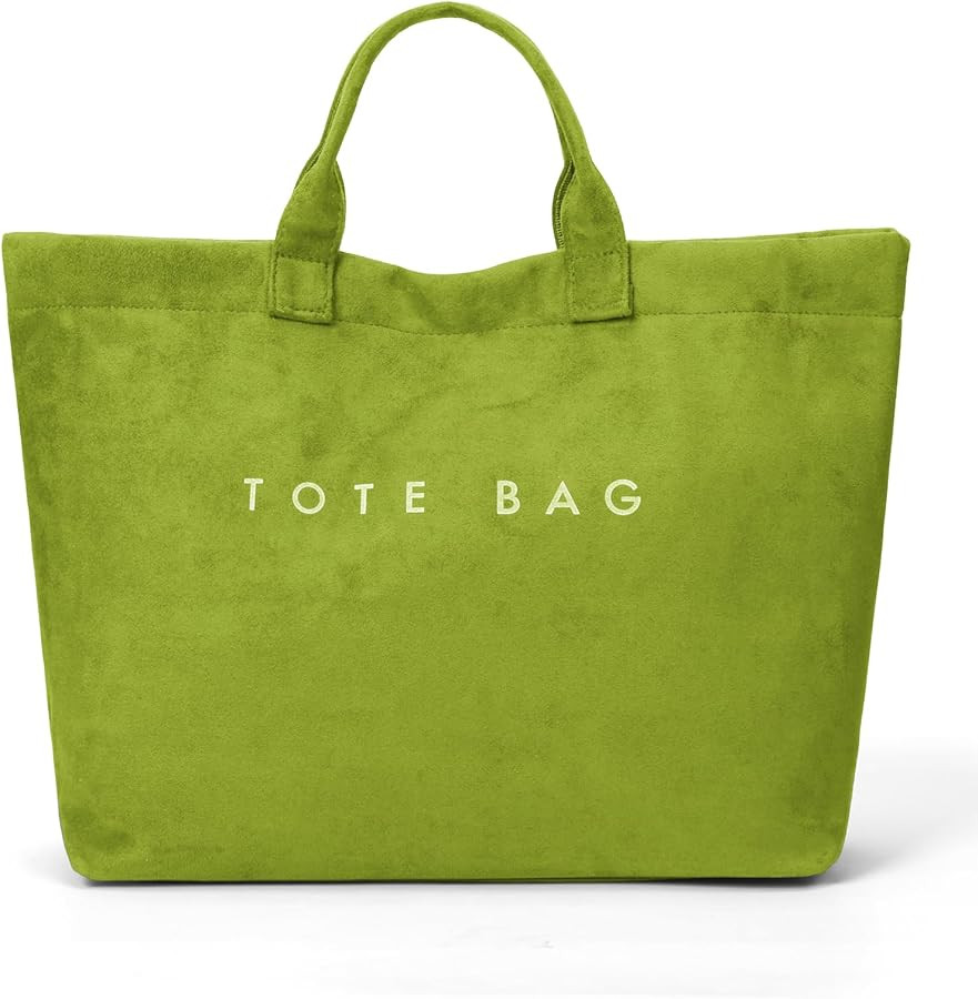 Suede Tote Bag for Women Large Soft Tote Bag for Work Travel Letter Print Hobo Bag Fashion Handba... | Amazon (US)