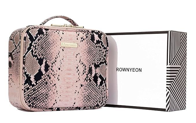 ROWNYEON Snake Print Makeup Travel Case Portable Makeup Bag Organizer Cosmetic Makeup Train Case ... | Amazon (US)