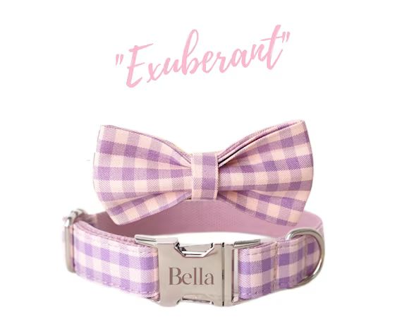 Plaid Dog Collar Boy, Pink Dog Collar Plaid, Custom Dog Collar Bow, Personalized Dog Collar, Smal... | Etsy (CAD)