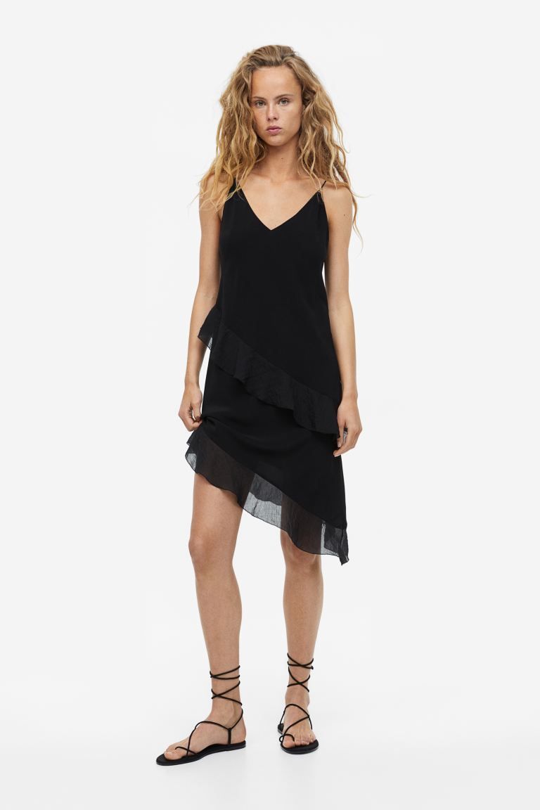 Flounced Satin Slip Dress | H&M (US + CA)
