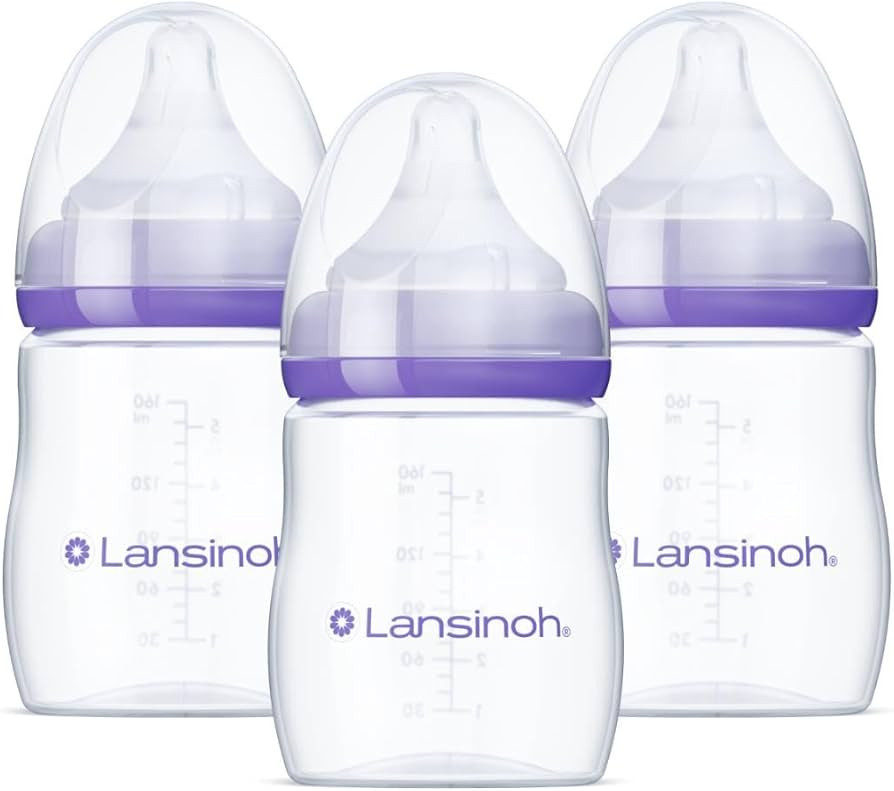 Lansinoh Anti-Colic Baby Bottles for Breastfeeding Babies, 5 Ounces, 3 Count, Includes 3 Slow Flo... | Amazon (US)