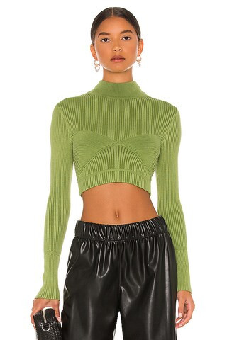 Milenka Crop Sweater in Green | Revolve Clothing (Global)