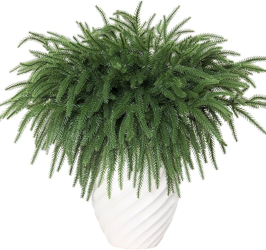 TOCHGREEN 6PCS Christmas Norfolk Pine Branches Artificial Greenery Norfolk Pine Stems Sprigs Faux... | Amazon (US)