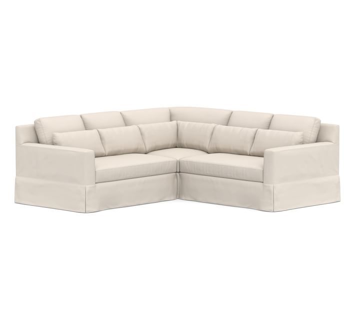 York Square Arm Deep Seat Slipcovered 3-Piece L-Sectional | Pottery Barn (US)