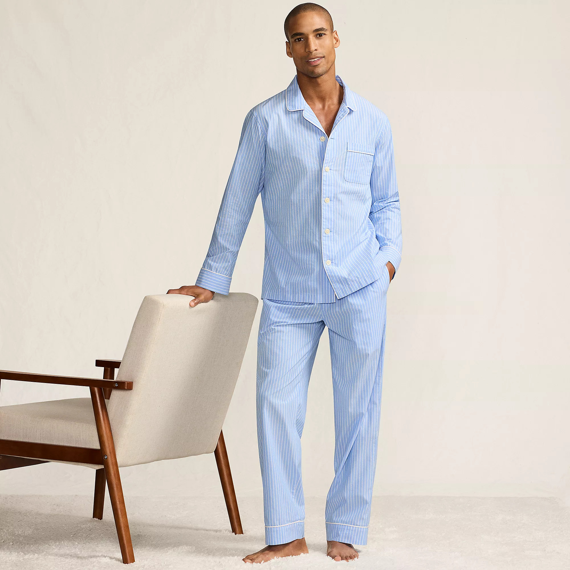 Men's Long Sleeve Essential Pajama Set | Lands' End (US)