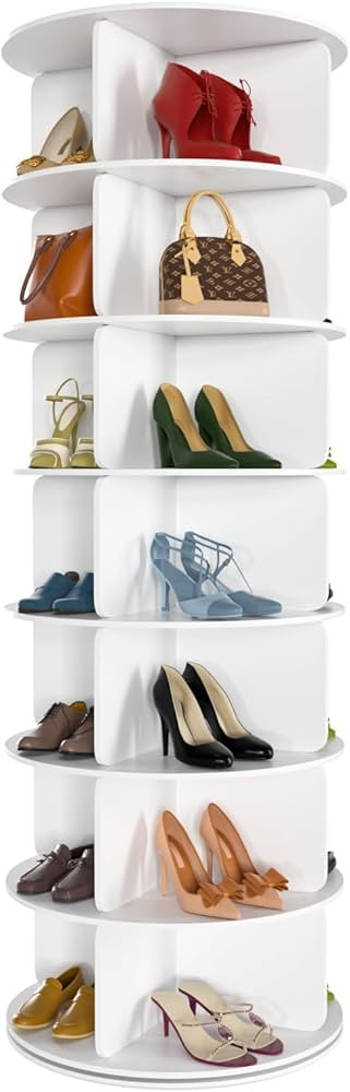 7 Tier Rotating Shoe Rack Tower, Free Standing 360° Shoe organizer Lazy Susan, Bag Display Rack ... | Amazon (US)