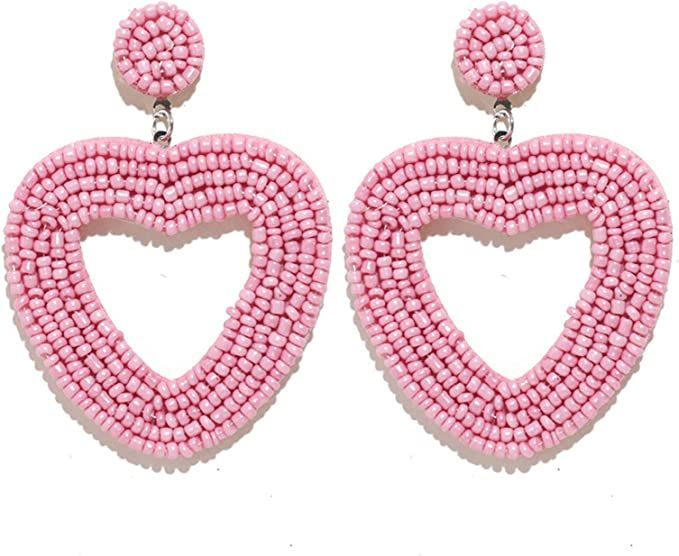 Red Heart Earrings Heart Stud Earrings Hot Pink Pink Heart Dangle Earrings Valentine Gifts for He... | Amazon (US)