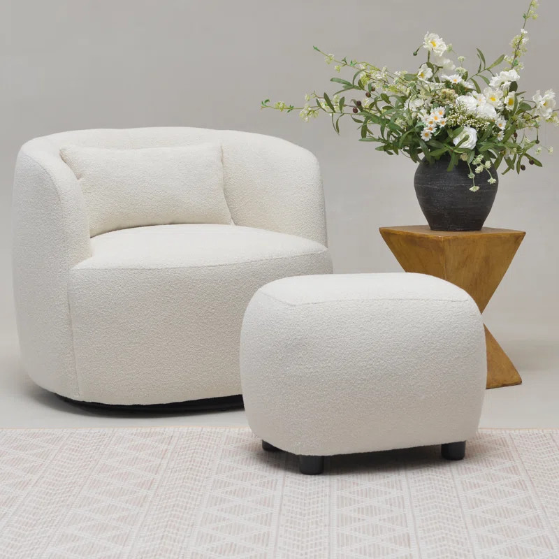 Overstreet 23" Wide Boucle Upholstered Ottoman | Wayfair North America