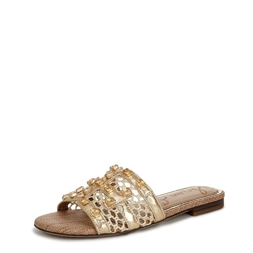 Sam Edelman Women's Blaire Flat Sandal, Amber Gold, 6.5 | Amazon (US)