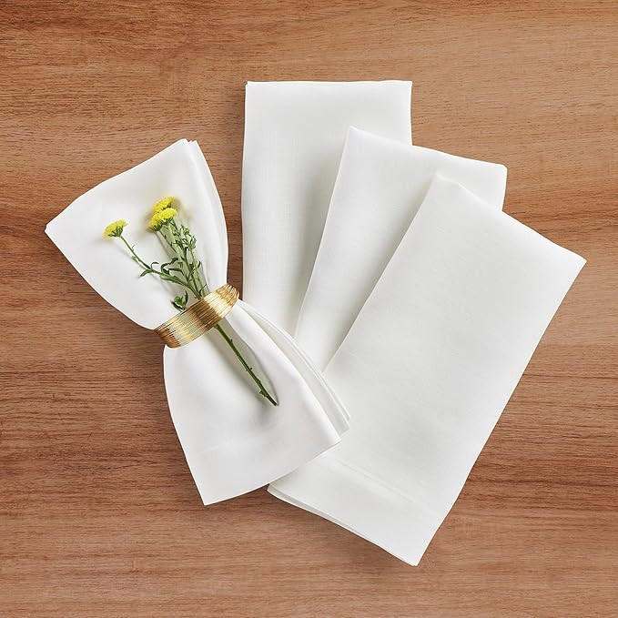 Solino Home White Linen Napkins 20 x 20 Inch – 100% Pure Linen Christmas Dinner Napkins Set of ... | Amazon (US)