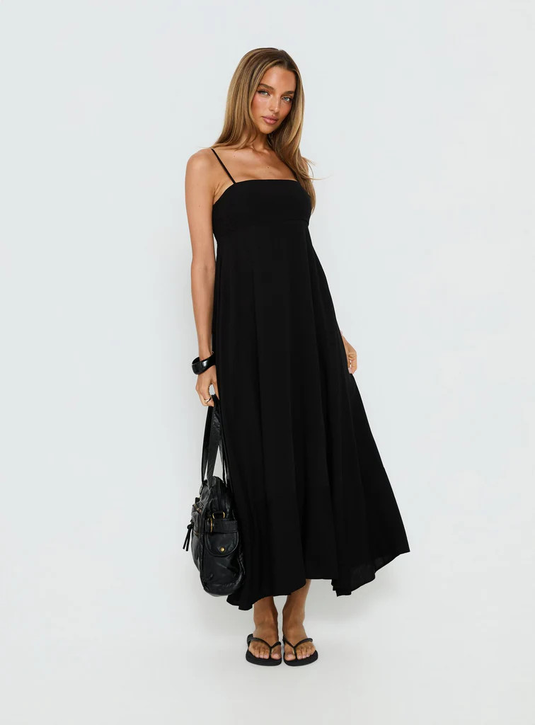 Triniti Square Neck Maxi Dress Black | Princess Polly US