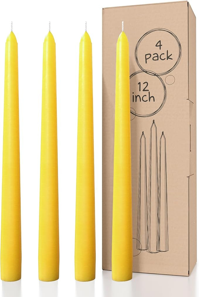 CANDWAX 12 inch Taper Candles Set of 4 - Dripless and Smokeless Candle Unscented - Slow Burning C... | Amazon (US)