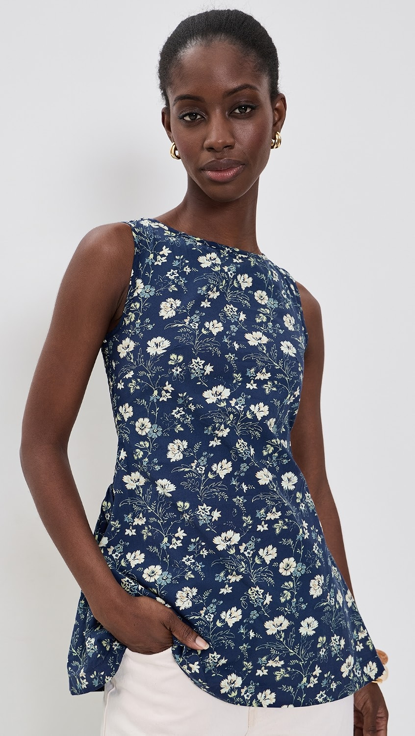 La Maregold The Celine Top Indigo Chintz Floral XL | Shopbop