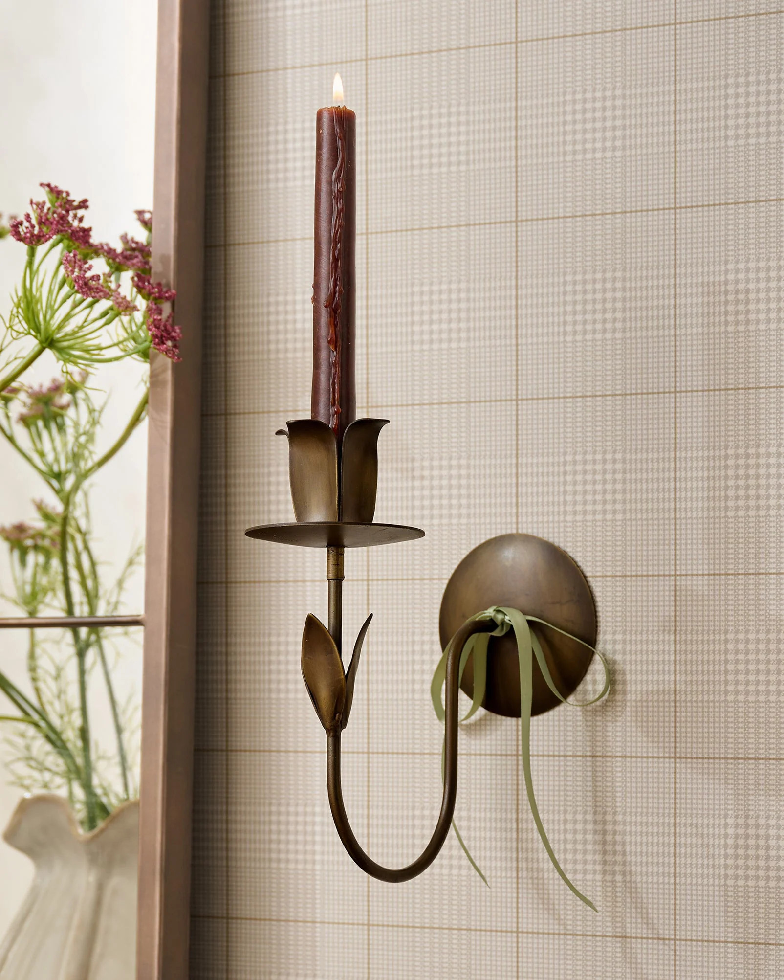 Antique Brass Forged Tulip Wall Sconce | Magnolia