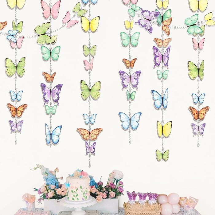 Cheerland Butterfly Garland Garden Party Decorations Pastel Floral Banner Butterflies Streamers B... | Amazon (US)