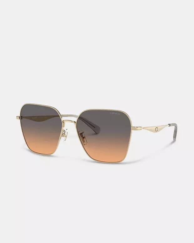 C Hardware Metal Oversized Square Sunglasses | Coach (US)