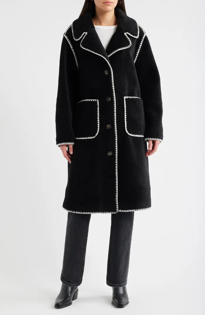 Bernardo Blanket Stitch Fleece Coat | Nordstrom | Nordstrom