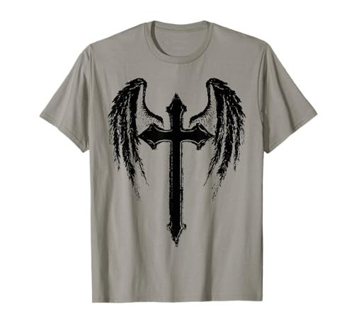 Angel Wings Jesus Christ Cross Christian Graphic Black T-Shirt | Amazon (US)