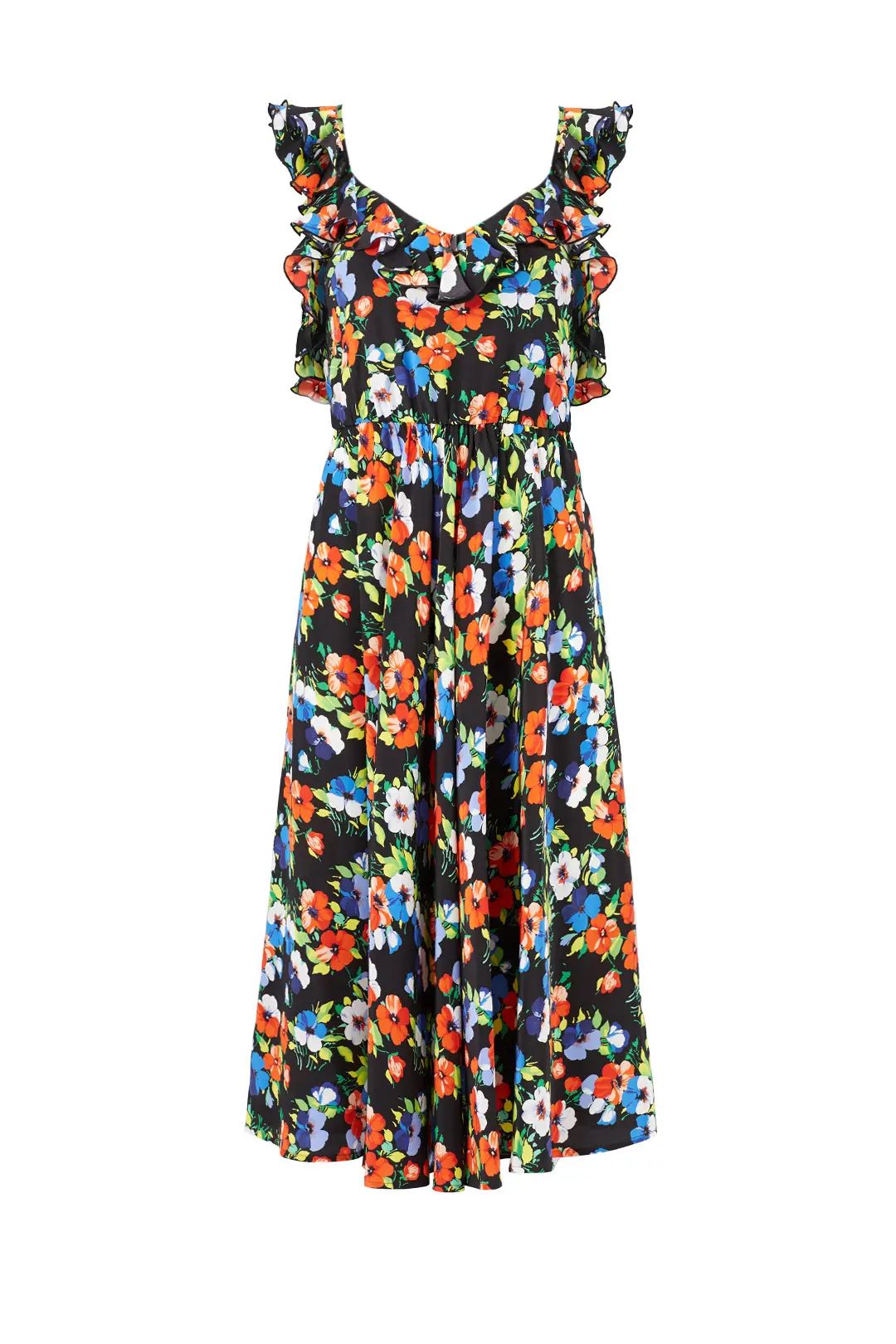 MSGM Bright Floral Ruffle Dress | Rent The Runway