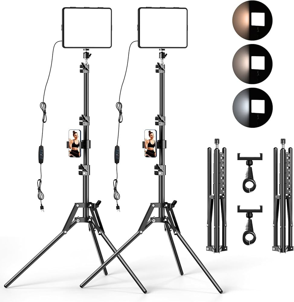 2 Packs Video Light Kit, LED Studio Light, 2700-6500K Dimmable Photography Lighting Kit with Trip... | Amazon (US)