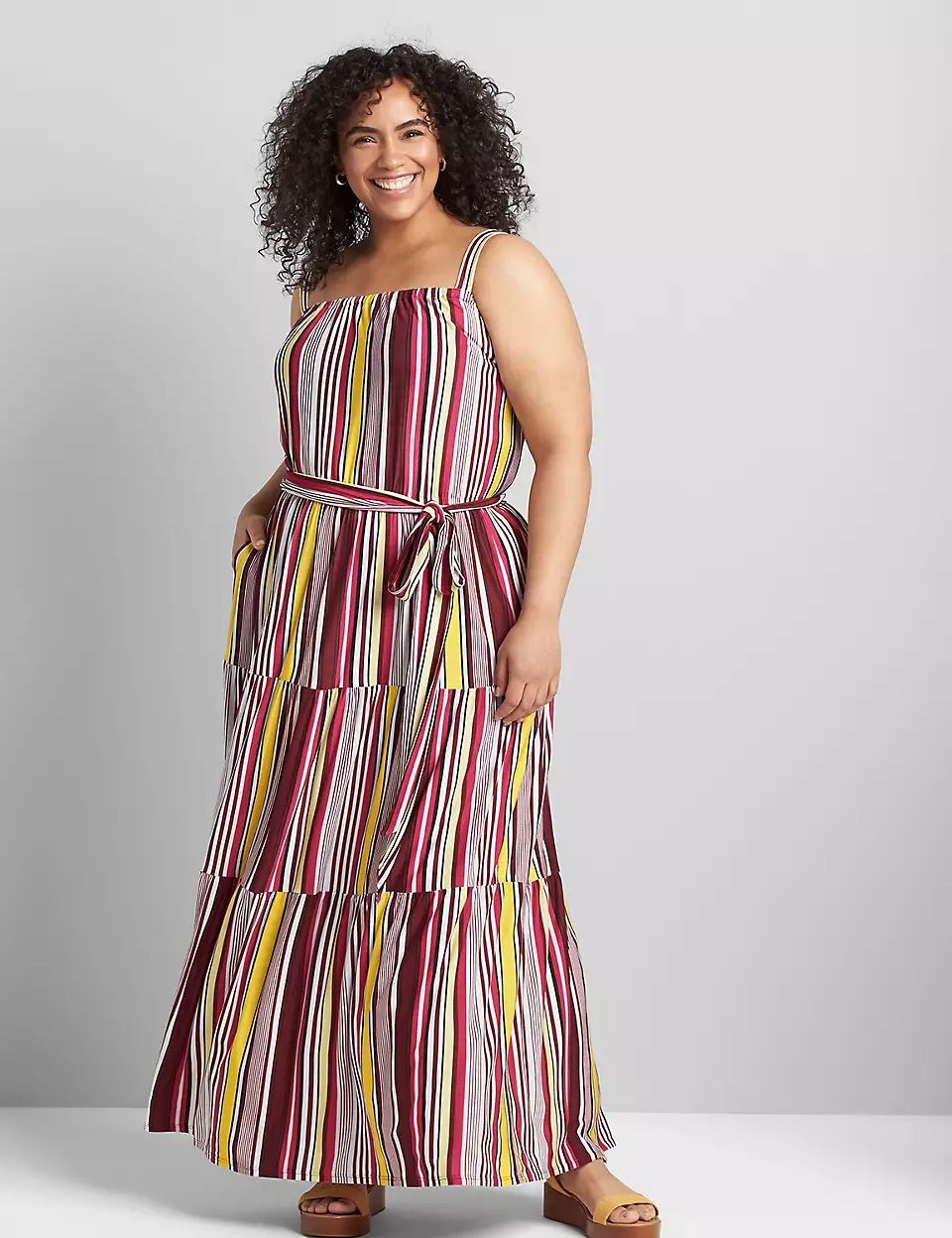 Sleeveless Tiered Striped Maxi Dress | Lane Bryant (US)