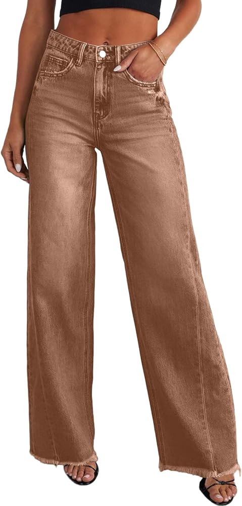Sidefeel Women's Wide Leg Jeans High Waisted Stretchy Denim Pants | Amazon (US)
