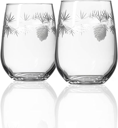 Rolf Glass Icy Pine Stemless Wine Tumbler 17 ounce - Stemless Wine Glasses – Lead-Free Glass - ... | Amazon (US)