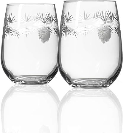 Rolf Glass Icy Pine Stemless Wine Tumbler 17 ounce - Stemless Wine Glasses – Lead-Free Glass - ... | Amazon (US)