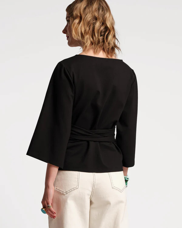 Whitney Wrap Top - Black | Frances Valentine