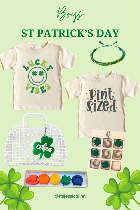 St Patrick’s day gifts for boys
White retro jelly basket
Lucky vibes t shirt
Pint sized st Patrick’s day shirt
Green and gold at Patrick’s day kids bracelet
Wood st Patrick’s holiday tic tac toe from Etsy
St Patrick’s crayons
Lucky charm
St Patrick’s day plastic green clover name tag gift basket


Follow my shop @linnstyleblog on the @shop.LTK app to shop this post and get my exclusive app-only content!

#liketkit 
@shop.ltk
https://liketk.it/40Arp


Follow my shop @linnstyleblog on the @shop.LTK app to shop this post and get my exclusive app-only content!

#liketkit #LTKkids #LTKGiftGuide #LTKfamily #LTKfamily #LTKSeasonal #LTKkids
@shop.ltk
https://liketk.it/40ArH


#LTKfamily #LTKGiftGuide #LTKkids