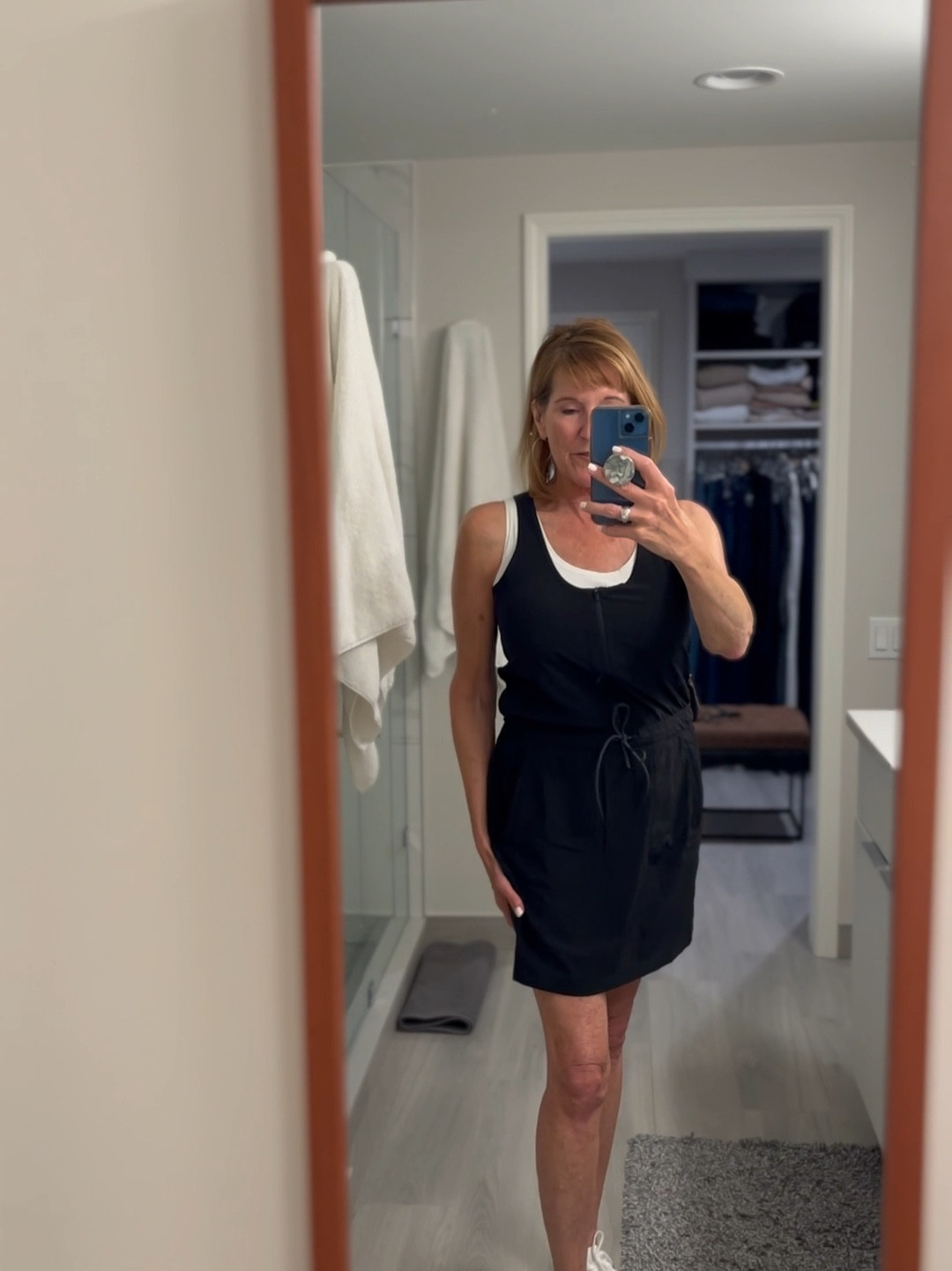 Such a cute dress for spring and summer golf- pickleball- and more
Lightweight, zippered pockets, front zipper, adjustable waist and built in shorts.  Great length.  Bev is wearing a size 6

#golfwear
#pickleballdress
#springcasual

#LTKunder100 #LTKFind #LTKSeasonal