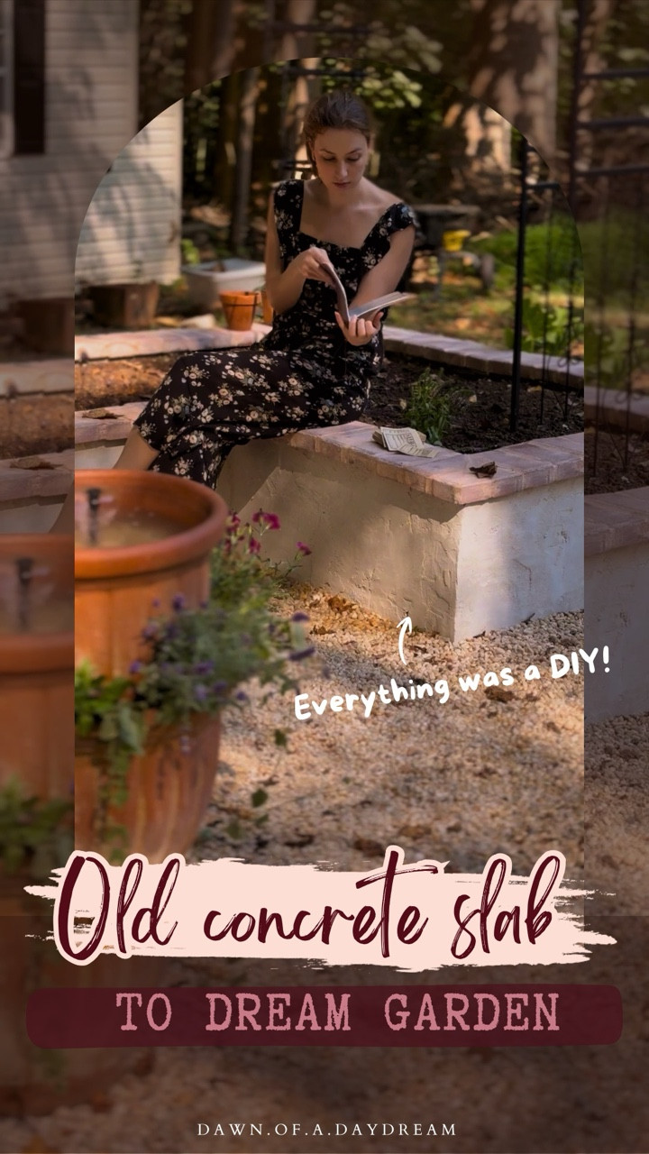 What would you have done with this old slab of concrete??

I chose to build a dreamy vegetable garden complete with courtyard and fountain! ⛲️ 

Everything in this space was a DIY!

You can watch the full raised bed build by clicking the link in the video or for all the details head to my highlights. I documented the whole project there, everything that went well, everything that didn’t and what I’d do differently next time. 😅🪏

Any questions? Leave them in the comments and I’ll do my best to help ☺️

Looking for supplies? Comment “DIY” and I’ll send you the link to everything I used 🪴

............................................................................ 

Old house, big dreams and a girl with zero experience figuring it out as she goes! 
This isn’t an expert DIY account. It’s a “you’ve got this too” kind of space 🫶
Follow along and let’s learn together! 💗

🎥 Want more than the pretty before and after? Stories are the heart of the project , unfiltered + in-progress
💌 It’s official: our cozy corner of the internet is open! Swing by the website to find free tutorials and supplies.

............................................................................

#DIYGardenProject #BackyardTransformation #RaisedBedGarden #DIYForBeginners #GardenMakeover
DIY garden transformation from concrete slab | raised bed garden build step by step | backyard makeover DIY project ideas | beginner friendly garden construction tips | turning a patio into a vegetable garden |