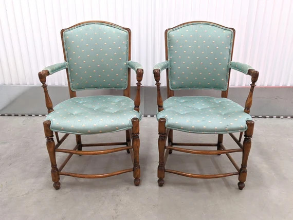 French Country Ladder Back Upholstered Arm Chairs | Etsy | Etsy (US)