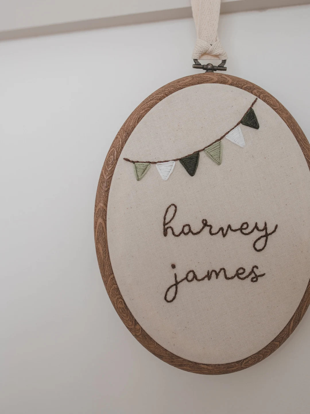 Hand Embroidered BUNTING BANNER Custom Name Hoop | Personalized Baby Gift | Nursery Decor 5 X 7 -... | Etsy (US)