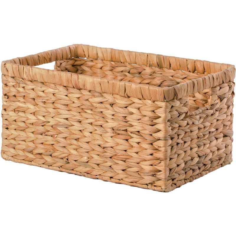 Vintiquewise Natural Woven Water Hyacinth Wicker Rectangular Storage Bin Basket with Handles, Lar... | Target